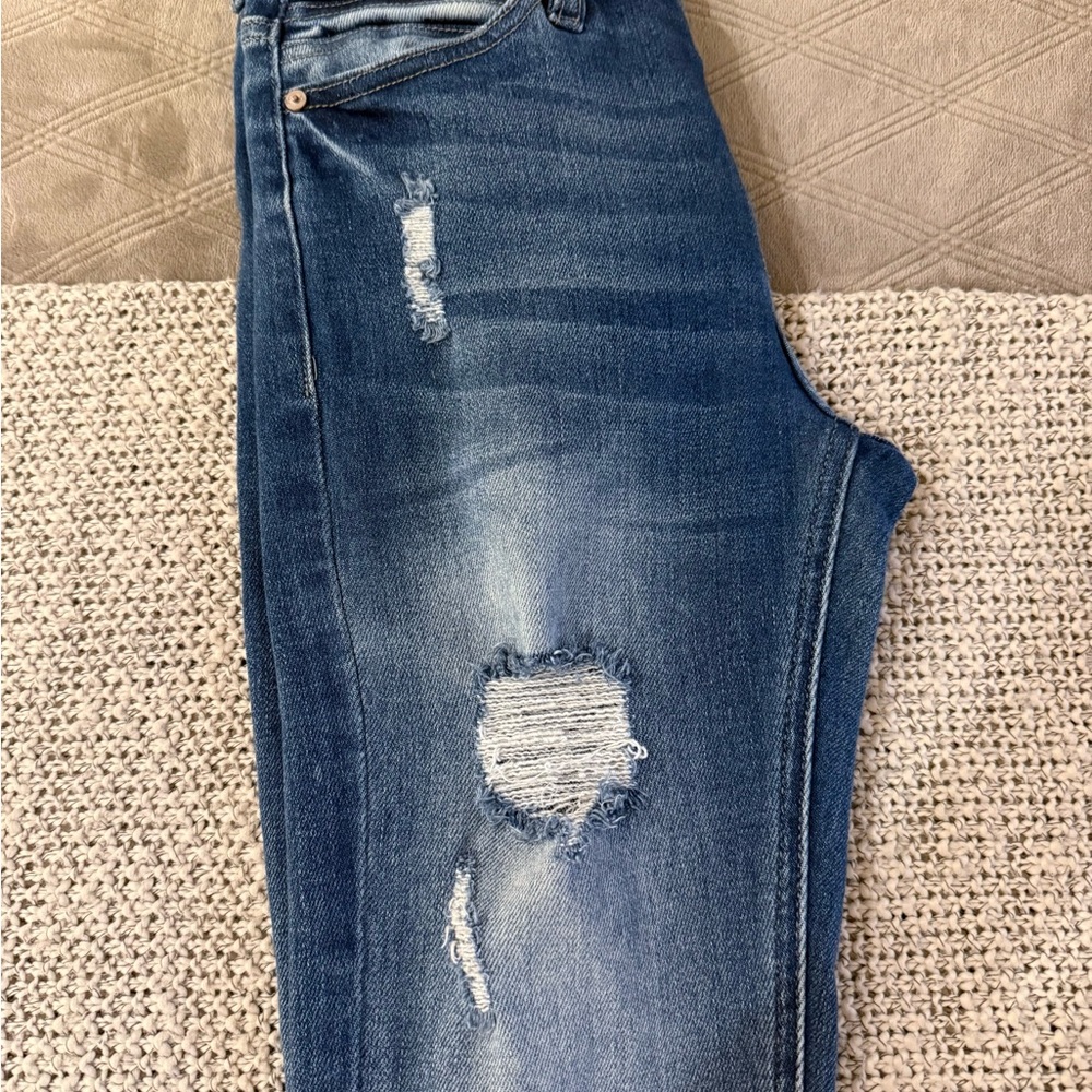 Distressed Blue Jeans